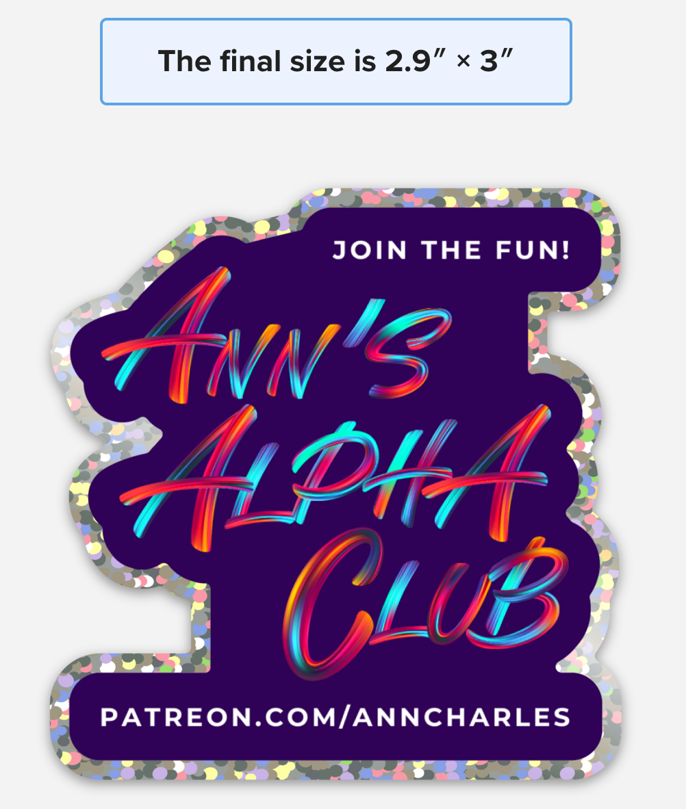 Ann's Alpha Club Glitter Sticker